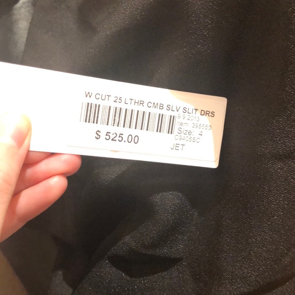 Black dress with cut outs and leather sleeves - Picture 3 of 3